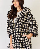 Fuzzy Plaid Waist Tie Hooded Robe Cardigan - Body By J'ne