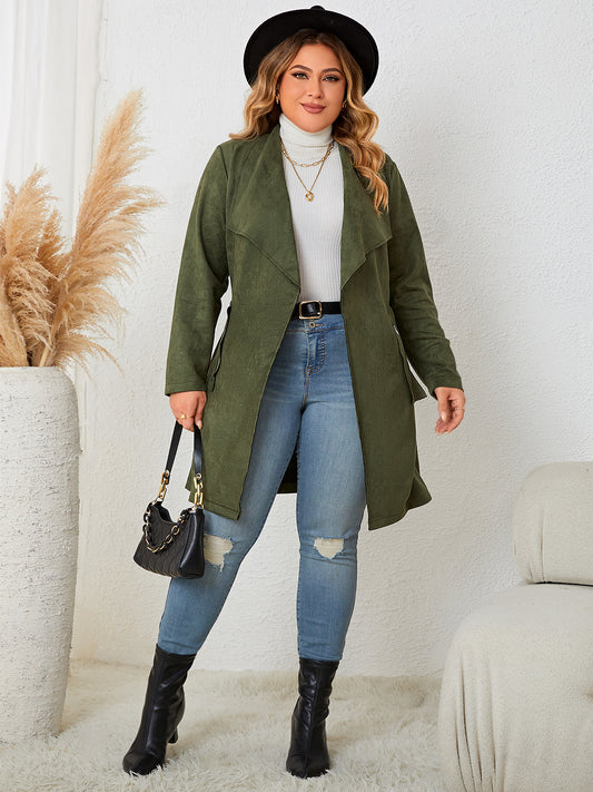 Plus Size Tie Back Trench Coat - Body By J'ne