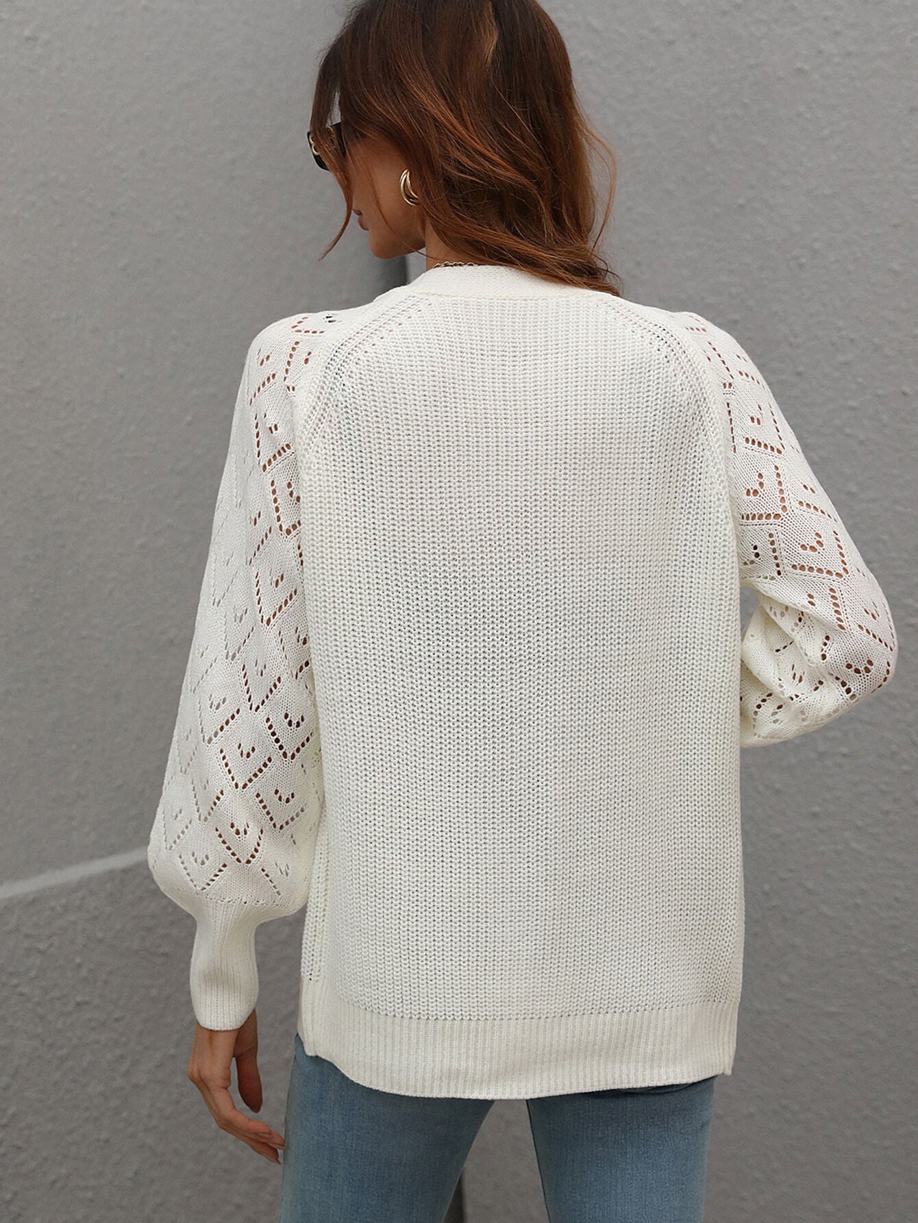 Rib-Knit Plunge Raglan Sleeve Cardigan - Body By J'ne