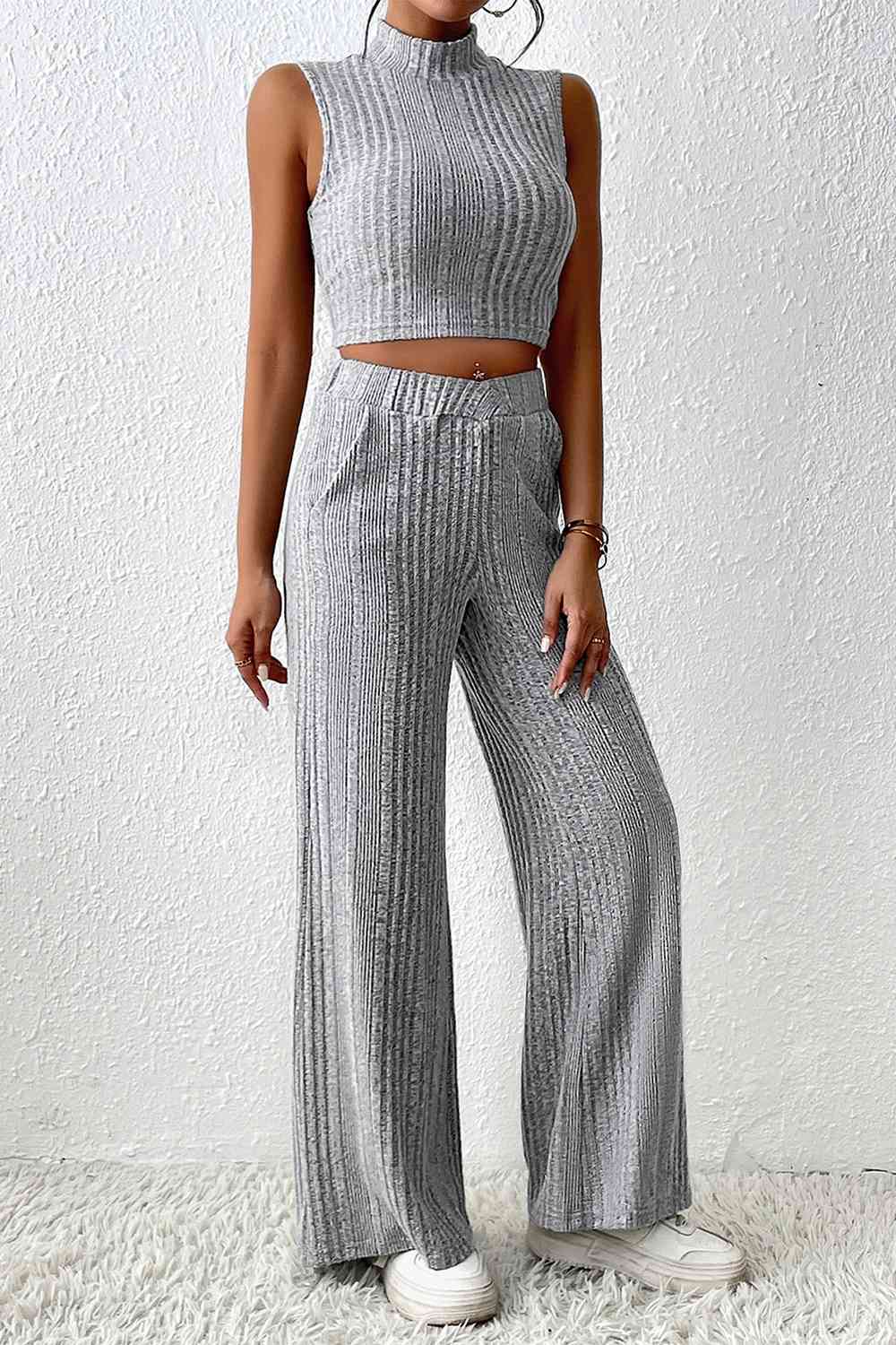 Mock Neck Tank and Pants Set - Body By J'ne