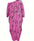 Printed Single Shoulder Lantern Sleeve Maxi Dress - Body By J'ne