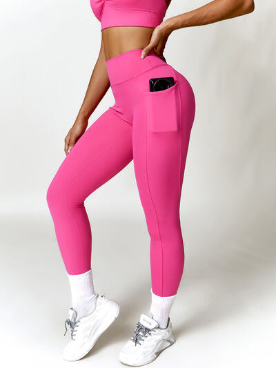 Ruched Pocketed High Waist Active Leggings - Body By J'ne