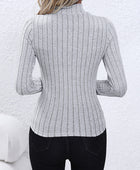 Mock Neck Long Sleeve Knit Top - Body By J'ne