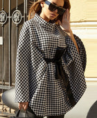 Houndstooth Tie Waist Trench Coat - Body By J'ne