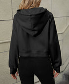 Raglan Sleeve Zip-Up Hoodie with Pocket - Body By J'ne