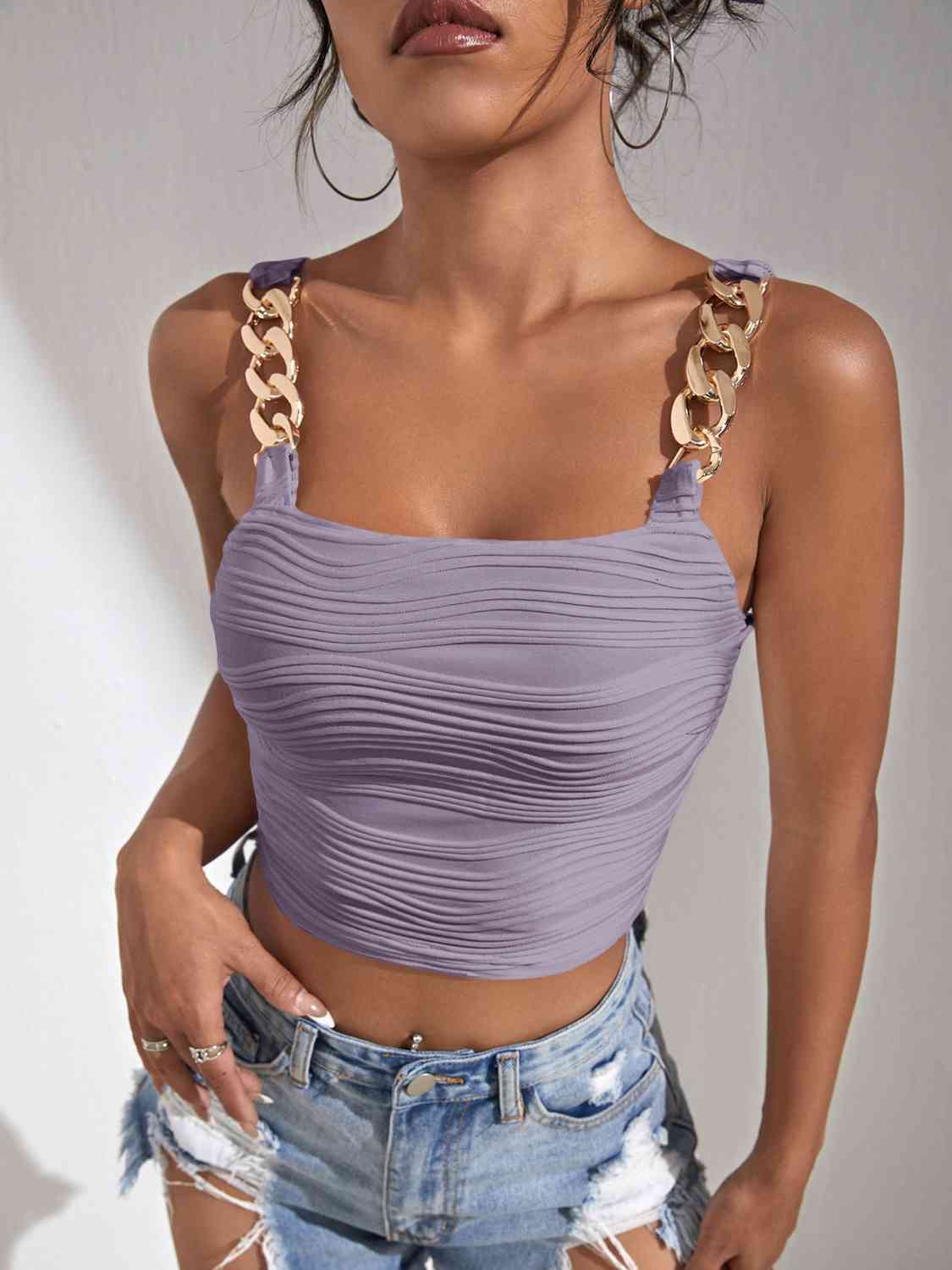 Chain Detail Square Neck Tank - Body By J'ne