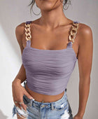 Chain Detail Square Neck Tank - Body By J'ne