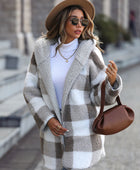 Plaid Open Front Hooded Coat - Body By J'ne