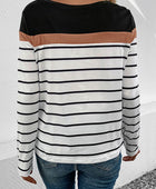 Striped Round Neck Long Sleeve T-Shirt - Body By J'ne