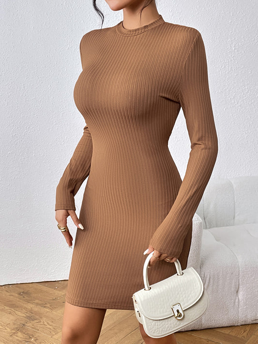 Long Sleeve Ribbed Mini Dress - Body By J'ne