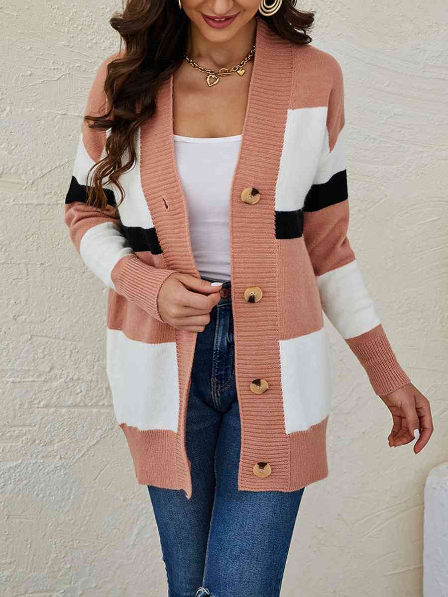 Color Block Button Down Cardigan - Body By J'ne