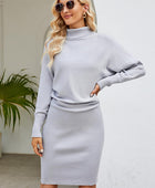 Ribbed Mock Neck Long Sleeve Dress - Body By J'ne