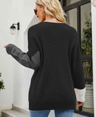 Color Block Round Neck Sweater - Body By J'ne