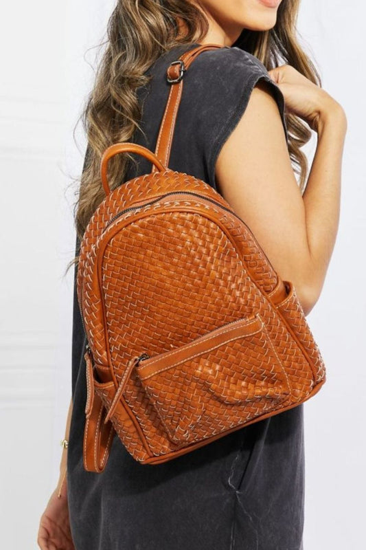 Certainly Chic Faux Leather Woven Backpack - Body By J'ne