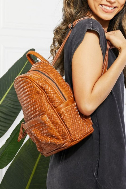 Certainly Chic Faux Leather Woven Backpack - Body By J'ne