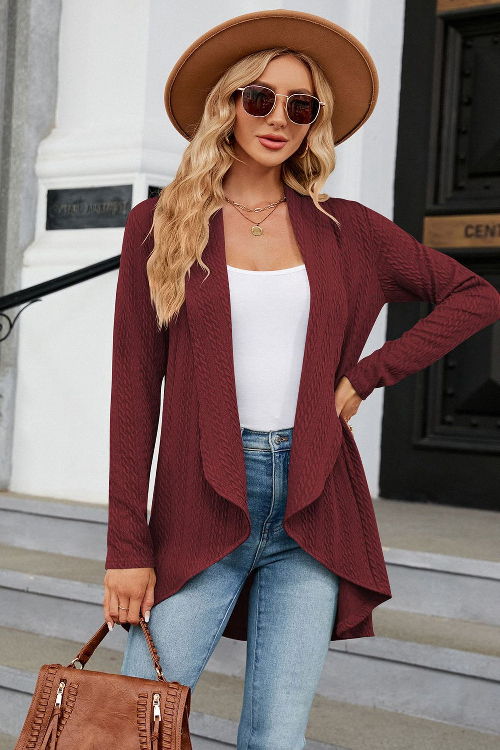 Open Front Long Sleeve Cardigan - Body By J'ne