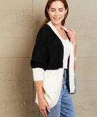 Color Block Cable-Knit Batwing Sleeve Cardigan - Body By J'ne