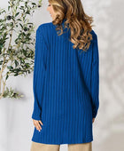 Ribbed Open Front Cardigan with Pockets - Body By J'ne