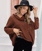 Openwork Mock Neck Dropped Shoulder Sweater - Body By J'ne