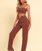 Chain Detail Cropped Cami and Straight Leg Pants Set - Body By J'ne