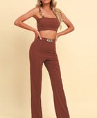 Chain Detail Cropped Cami and Straight Leg Pants Set - Body By J'ne