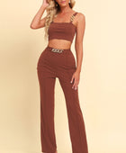 Chain Detail Cropped Cami and Straight Leg Pants Set - Body By J'ne