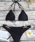 Chain Detail Tied Halter Neck Bikini Set - Body By J'ne