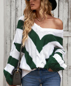 Chevron Cable-Knit V-Neck Tunic Sweater - Body By J'ne