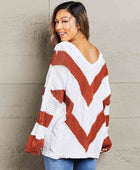 Chevron Cable-Knit V-Neck Tunic Sweater - Body By J'ne