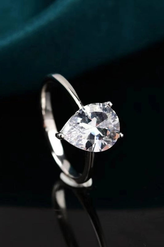 Classic Teardrop 2 Carat Moissanite Ring - Body By J'ne