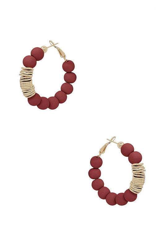 Clay Ball With Metal Accent Hoop Earring - Body By J'ne