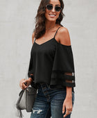 Cold-Shoulder Three-Quarter Flare Sleeve Blouse - Body By J'ne