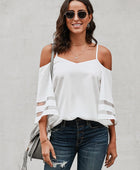 Cold-Shoulder Three-Quarter Flare Sleeve Blouse - Body By J'ne