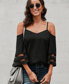 Cold-Shoulder Three-Quarter Flare Sleeve Blouse - Body By J'ne