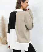 Color Block Crewneck Drop Shoulder Sweater - Body By J'ne