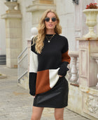Color Block Round Neck Dropped Shoulder Sweater - Body By J'ne