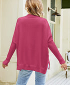 Color Block Round Neck Side Slit Sweater - Body By J'ne