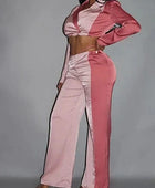 Colorblock Crop Blazer With Matching Low Rise Wide Leg Pant Set With Pockets - Body By J'ne
