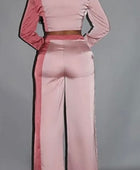 Colorblock Crop Blazer With Matching Low Rise Wide Leg Pant Set With Pockets - Body By J'ne