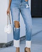 Contrast Distressed High Waist Jeans - Body By J'ne