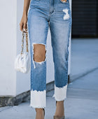 Contrast Distressed High Waist Jeans - Body By J'ne