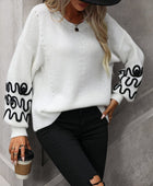 Contrast Drop Shoulder Round Neck Sweater - Body By J'ne