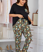 Contrast Round Neck Tee and Floral Pants Lounge Set - Body By J'ne