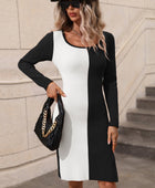 Contrast Slit Sweater Dress - Body By J'ne