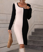 Contrast Slit Sweater Dress - Body By J'ne