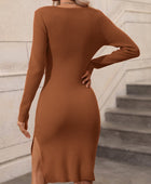 Contrast Slit Sweater Dress - Body By J'ne