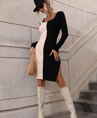 Contrast Slit Sweater Dress - Body By J'ne