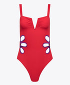 Contrast Trim Cutout Notched Neck One-Piece Swimsuit - Body By J'ne