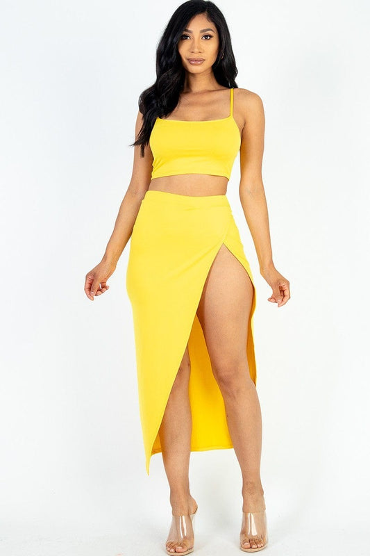 Crop Cami & Split Thigh Maxi Skirt Set - Body By J'ne