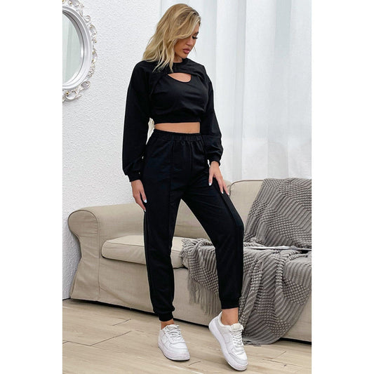 Cut Out Crop Top and Joggers Set - Body By J'ne